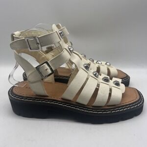 SANDRO Sandals Womens 40‎ US 8.5 Stud Lizard Leather Gladiator RockChic